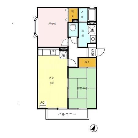 天神2000(2DK/1階)の間取り写真