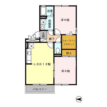 エスポワール・ダイワA(2LDK/3階)の間取り写真