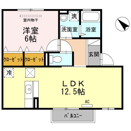 エスペランサ大刀洗2(1LDK/1階)の間取り写真