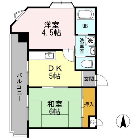松本ハイツ(2K/2階)の間取り写真