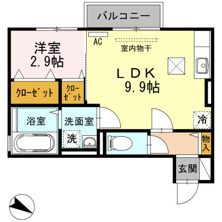 セントアルカシオン(1LDK/1階)の間取り写真