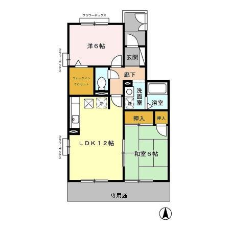 エスポワールダイワB(2LDK/1階)の間取り写真