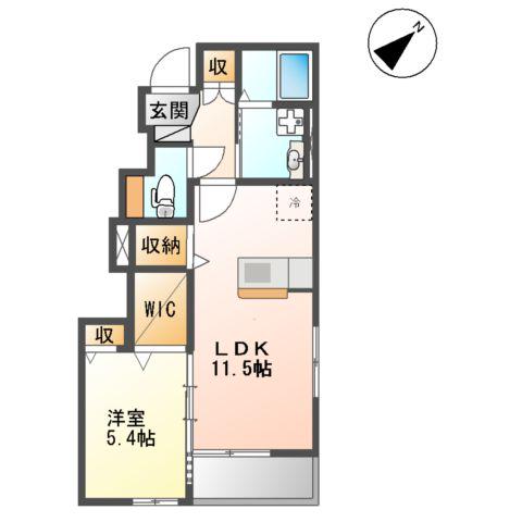 ルナ・プリーモⅢ(1LDK/1階)の間取り写真