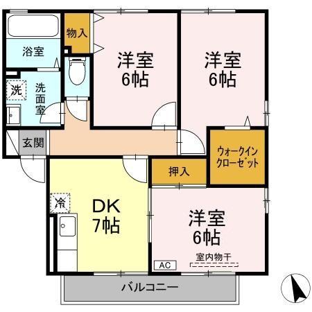 エトワールパレスE(3DK/2階)の間取り写真