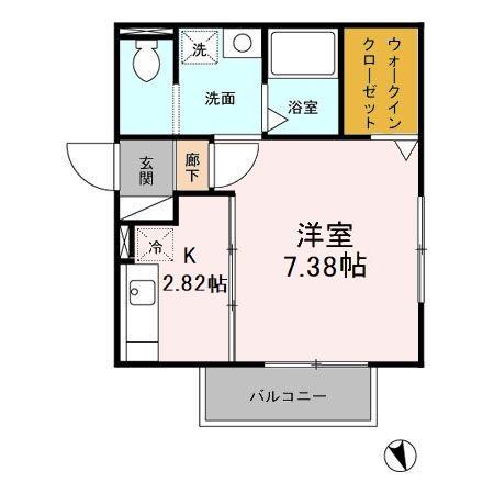 パルティールパレスA棟(ワンルーム/1階)の間取り写真