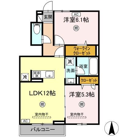 クレスト スエ(2LDK/1階)の間取り写真