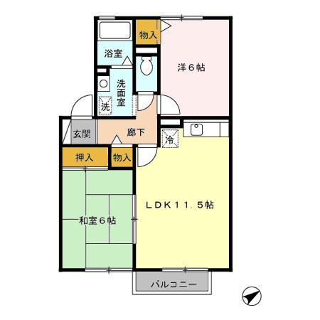 セジュール天神(2LDK/1階)の間取り写真