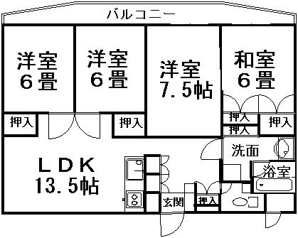 高砂スクエアビル(4LDK/8階)の間取り写真