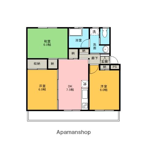 永田コーポ(3DK/1階)の間取り写真