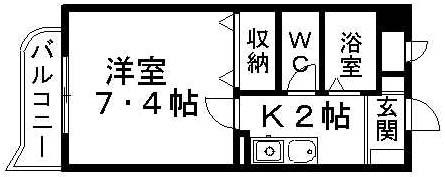 セントラルカーサ(1K/2階)の間取り写真