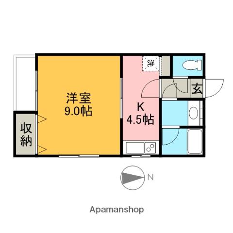 丸井ハイツ崎岡(1DK/2階)の間取り写真