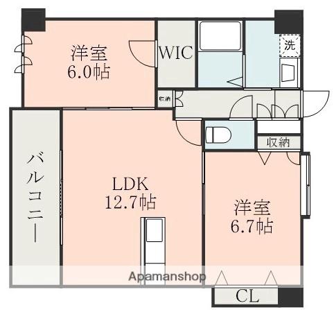 NICEマンション九品寺熊大医学部前(2LDK/8階)の間取り写真