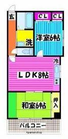 ハイムフルール(2DK/4階)の間取り写真