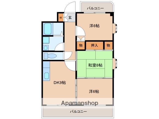 ヴィラクレストB(3DK/1階)の間取り写真