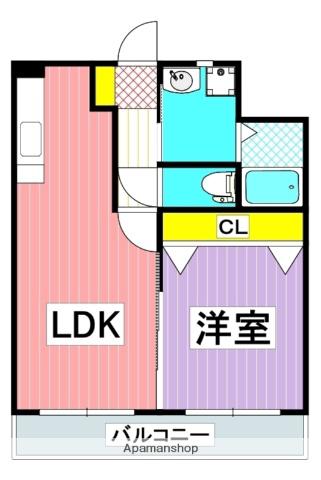 ビビエンダ弓削(1LDK/2階)の間取り写真