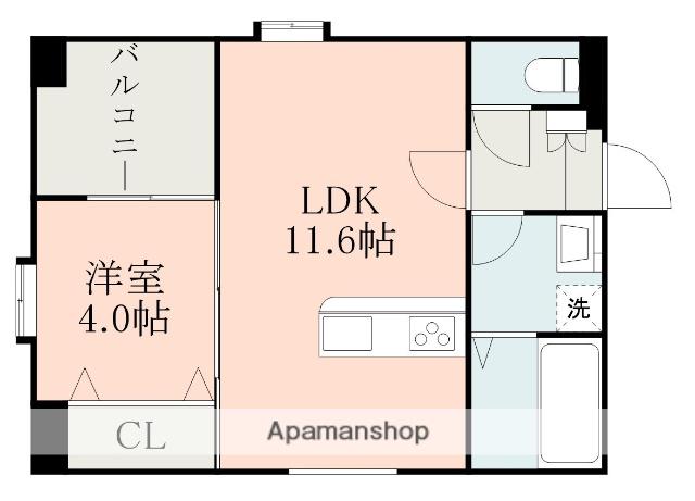 ワンティック水前寺Ⅱ(1LDK/5階)の間取り写真
