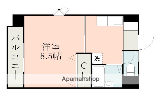 グラスポート(1K/3階)の間取り写真