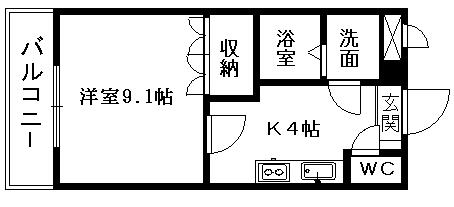 コスモシティ来夢(1K/1階)の間取り写真