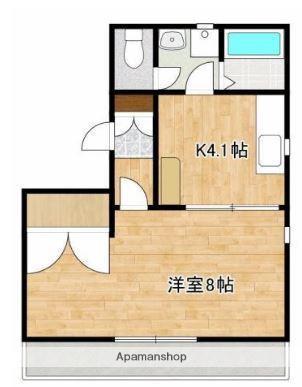 キャッスル花園(1K/2階)の間取り写真