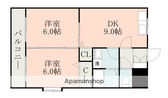 セシール大江(2DK/6階)の間取り写真