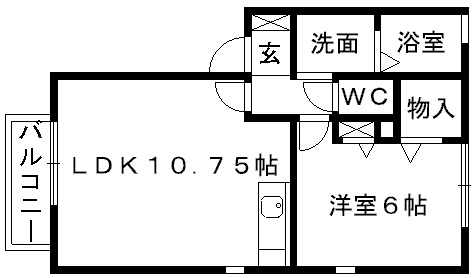 クレールみゆきA棟(1LDK/1階)の間取り写真