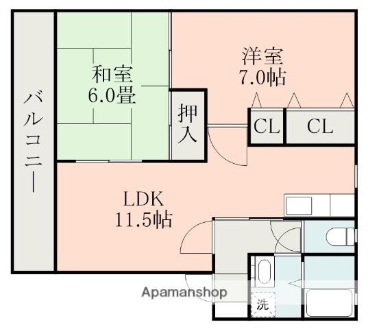 アーバンライフ堀ノ内(2LDK/1階)の間取り写真