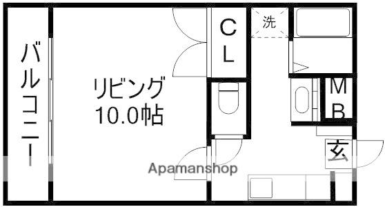 サンデンハイツ新町(1K/3階)の間取り写真