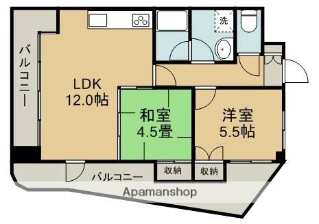 スーブニールシハラ(2LDK/4階)の間取り写真