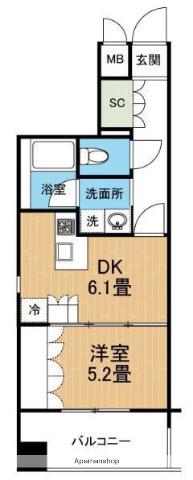 サンロージュ水前寺公園(1DK/5階)の間取り写真