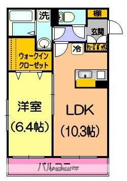 DADAマンション坪井(1LDK/1階)の間取り写真