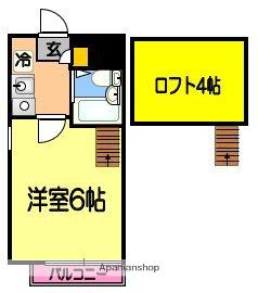 アップルハウス帯山(1K/2階)の間取り写真