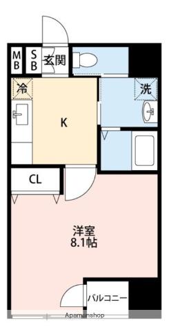 SERES桜町(1K/8階)の間取り写真