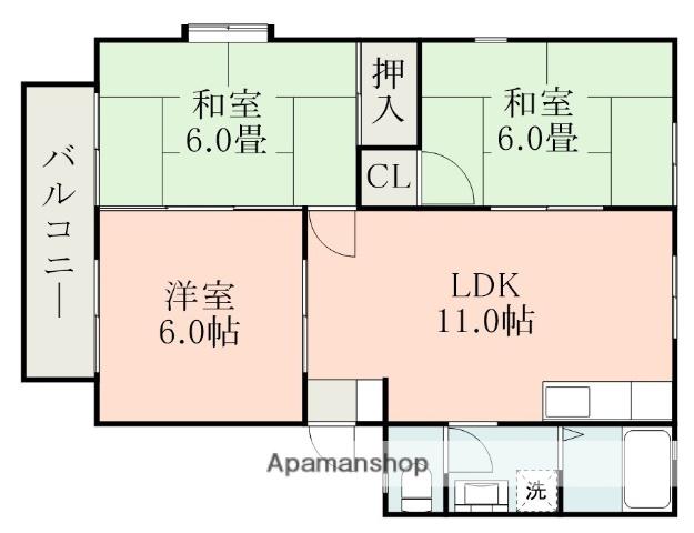 サニーパレスニシダA(3LDK/2階)の間取り写真