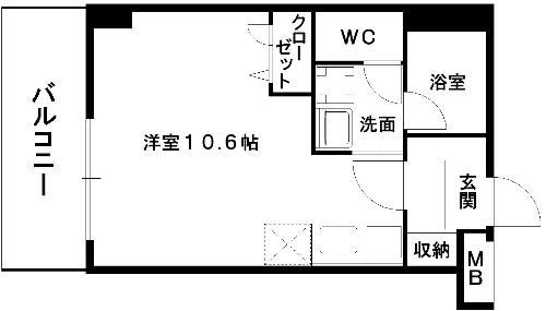 コネクト新水前寺(ワンルーム/6階)の間取り写真