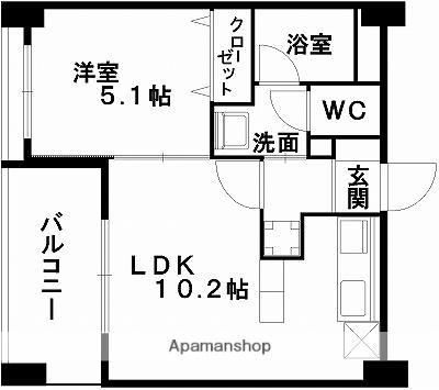 コネクト新水前寺(1LDK/8階)の間取り写真