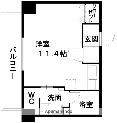 コネクト新水前寺(ワンルーム/6階)の間取り写真
