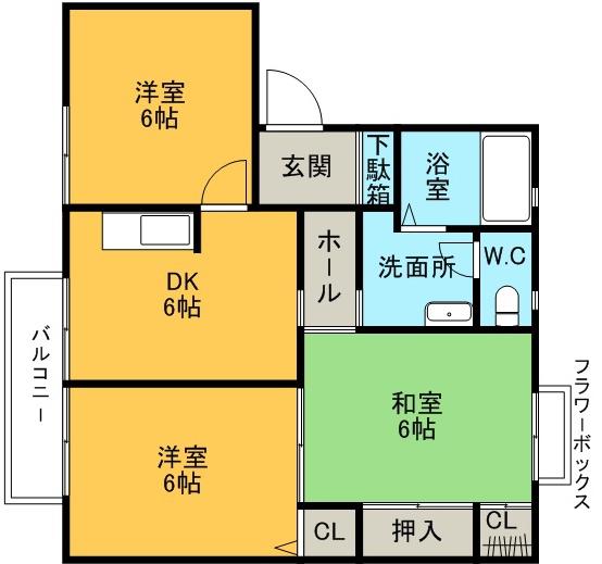 ラプラスいずみ B棟(3DK/2階)の間取り写真