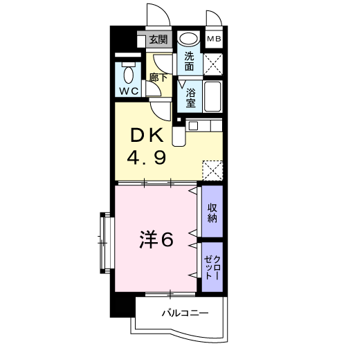 レルベ保田窪(1DK/1階)の間取り写真