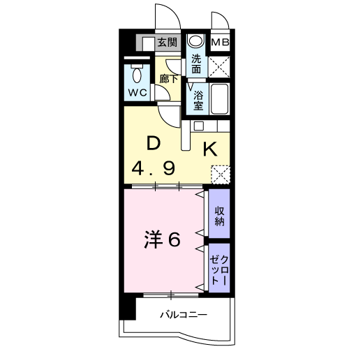 レルベ保田窪(1DK/2階)の間取り写真