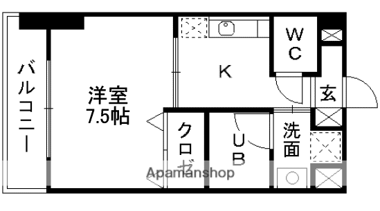 ビルド・ケアⅠ(1K/6階)の間取り写真