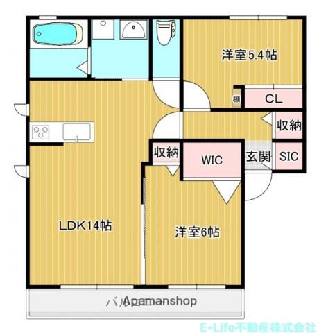 ルナパーク長嶺Ⅱ(2LDK/1階)の間取り写真