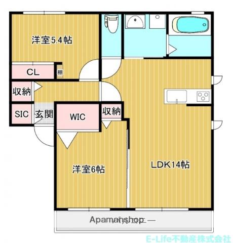 ルナパーク長嶺Ⅱ(2LDK/2階)の間取り写真