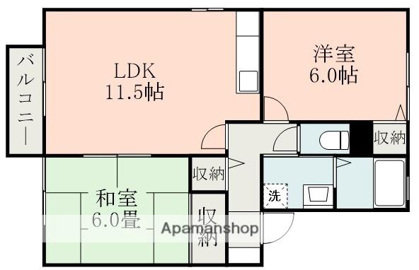 クロノス27飛田B(2LDK/2階)の間取り写真