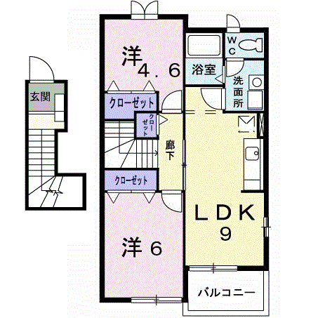 エスポワール・メゾンB(2LDK/2階)の間取り写真