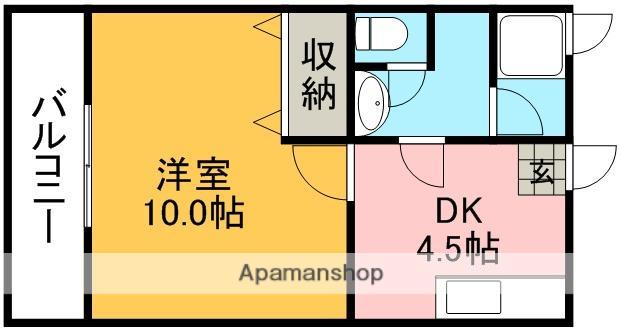 KINGDOM健軍(1DK/3階)の間取り写真