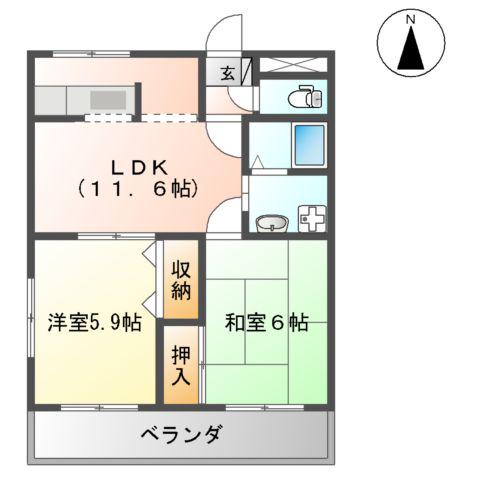 グレイスヴィラMT(2LDK/1階)の間取り写真