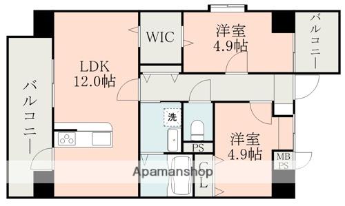 サムティ熊本RIOBRANCO(2LDK/3階)の間取り写真