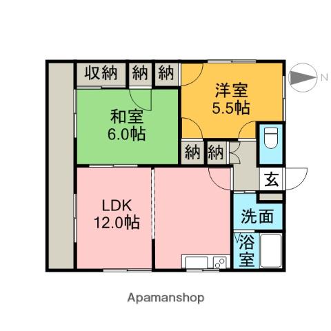 ドミール平田(2LDK/1階)の間取り写真