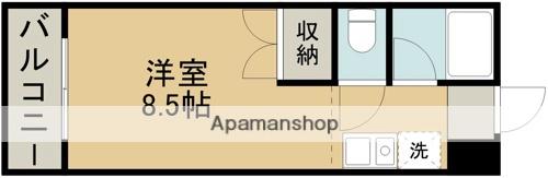 モンパレ渡鹿A棟(ワンルーム/2階)の間取り写真