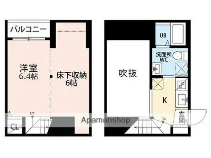 BIOS新水前寺(1K/2階)の間取り写真